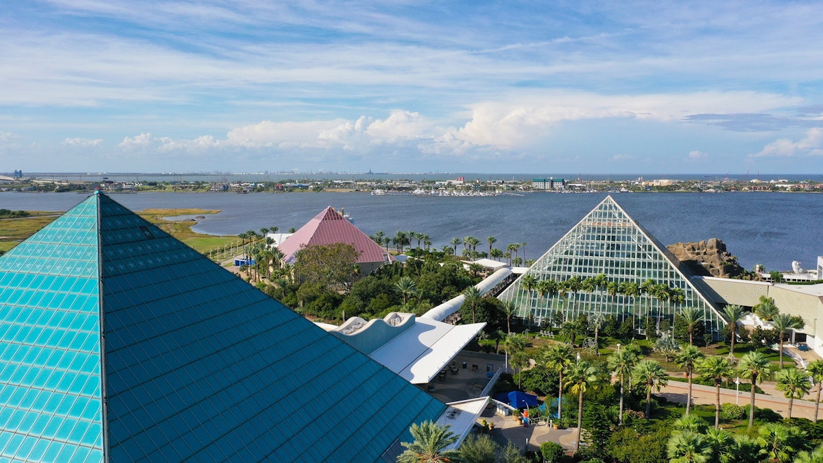The glass pyramids at Moody Gardens